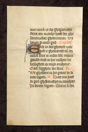 15th Century Dutch Manuscript leaf on Vellum