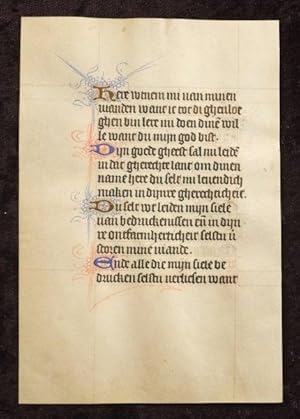 15th Century Dutch Manuscript leaf on Vellum