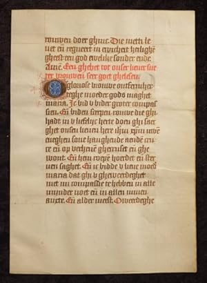 15th Century Dutch Manuscript leaf on Vellum