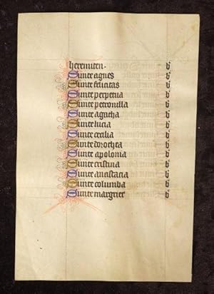 15th Century Dutch Manuscript leaf on Vellum