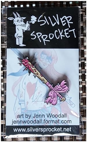 Silver Sprocket 'Moon Nail Bat' Pin. Artist Jenn Woodall. Comic Book & Contemporary Art Ephemera
