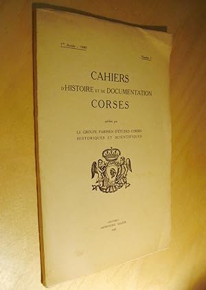 Cahiers d'Histoire et de documentation corses 1re année 1949 n°1