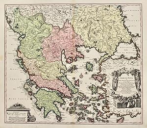 Graecia nova et mare Aegeum f. Archipelagus in qua mappa Macedonia, Albania, Epirus, Thessalia et...