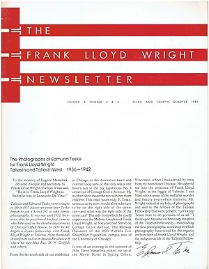The Frank Lloyd Wright Newsletter (Volume 4, Number 3 & 4, Third and Fourth Quarter 1981) - Speci...