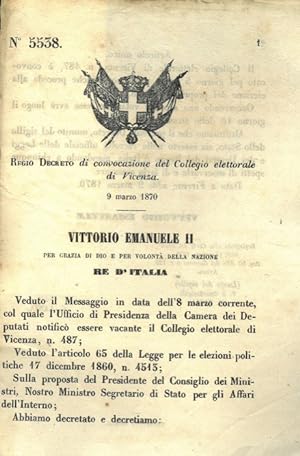 di convocazione del Collegio elettorale di Vicenza.