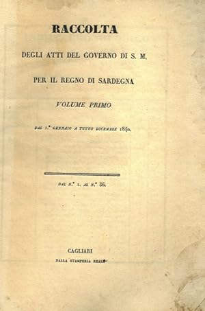Indice cronologico degli Atti del Governo di S.M. per il Regno di Sardegna, Anno 1840.