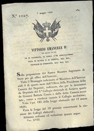 con il quale si pubblica il Regio Editto del 12 Maggio 1838 per le sovrane decisioni sulle propri...