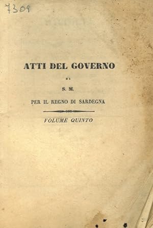 Indice cronologico degli Atti del Governo di S.M. per il Regno di Sardegna, Anno 1844.