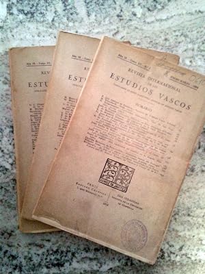 REVISTA INTERNACIONAL DE LOS ESTUDIOS VASCOS. Año 18. Tomo XV. Nº 1, 3 y 4. 1924