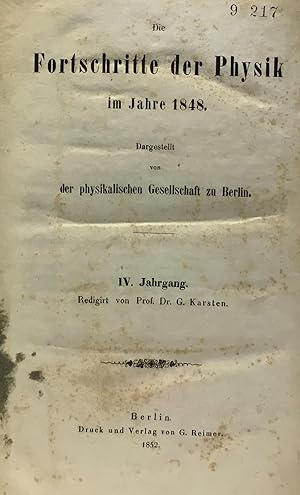 Die fortschritte der physik im Jahre 1848 - IV Jahrgang (allemand)
