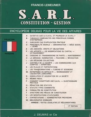 SARL. Constitution, gestion - Francis Lemeunier