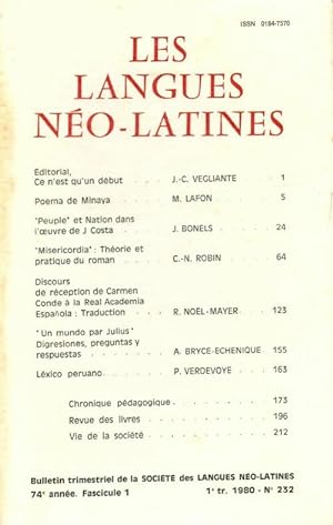 Les langues neo-latines n 232 74e ann e. Fascicule 1 - Collectif