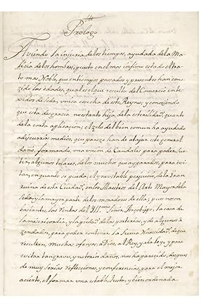 Mid-18th-century Spanish manuscript regarding the establishment of a "Union de Caudales," to supp...