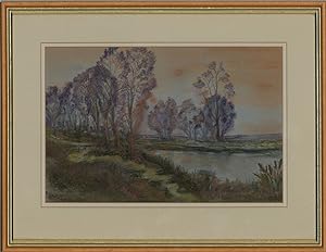 J.M. Parratt - 20th Century Pastel, Riverbank Scene