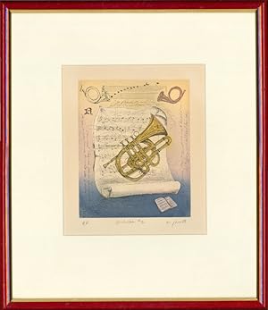 M. J. Wells - Signed & Framed 20th Century Etching, Orchestra #2