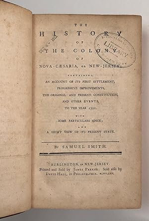 Colonial Merchants Copy of the First History of New Jersey Printed on One of Benjamin Franklins...