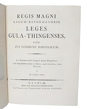 Regis Magni legum reformatoris Leges Gula-Thingenses, sive commune Norvegicum. Ex Manuscripti leg...