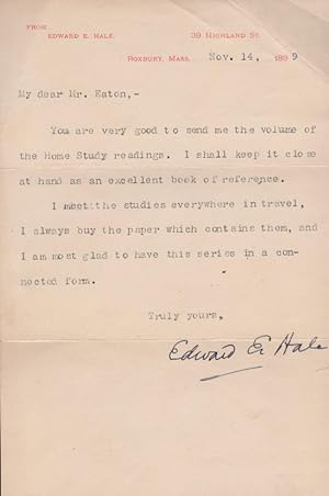 1899 Signed, Typed Letter