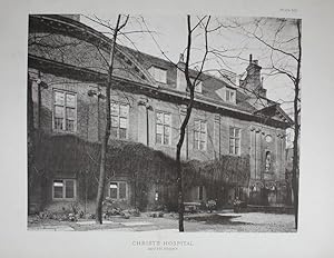 Original Antique Photograph illustration of Christ's Hospital in Sussex 1891.