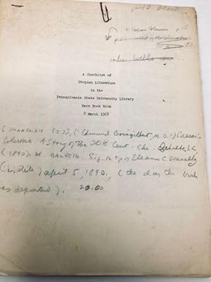 A Checklist of Utopian Literature in the Pennsylvania State University Library Rare Book Room 8 M...