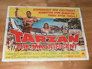 UK Quad movie Poster -- Tarzan the Magnificent 1960. By Berne Giler & Robert Day. Based Upon Char...