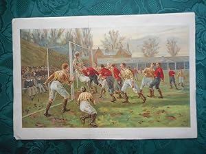 GOAL. Football Game. Large Antique Colour Plate from 'The Boys Own Paper' 1897. 17" X 11.6" (Incl...