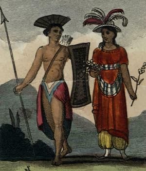 Molucco Isles Maluku natives spear Pacific isles 1820 Fashion Illustration print