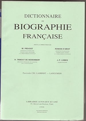 Dictionnaire de BIOGRAPHIE FRANÇAISE