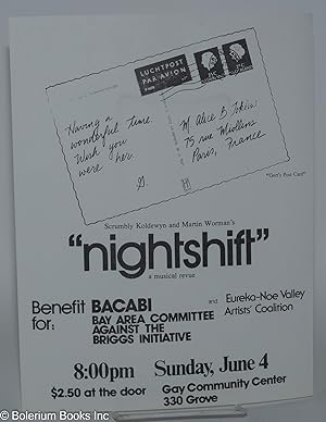 Scrumbly Koldewyn and Martin Worman's "Nightshift" - a musical revue [handbill]