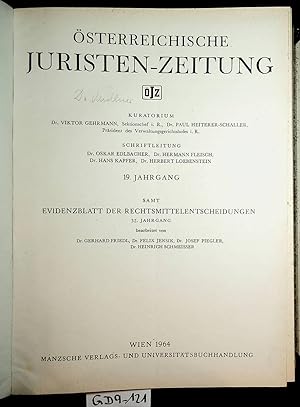 Österreichische Juristen-Zeitung. ÖJZ 19. Jahrgang 1964