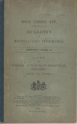 List of Published Names of Plants Introduced to Cultivation: 1876 to 1890 [Bulletin of Miscellane...