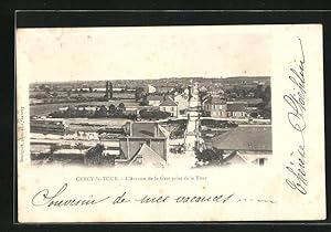 Carte postale Cercy-la-Tour, L'Avenue de la Gare prise de la Tour