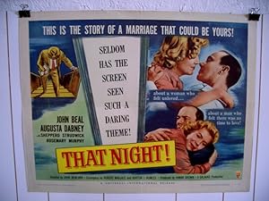 THAT NIGHT!-1957-JOHN BAEL-AUGUSTA DABNEY-HALF SHEET VG