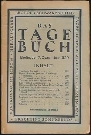 Das Tage-Buch. Dezember 1929. 10. Jahrgang, Heft 49.