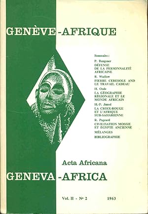 Genève Afrique. Acta Africana. Vol. II . No 2