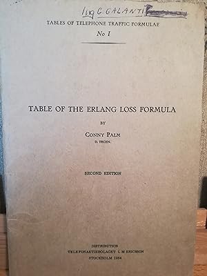 Table of the Erlang loss formula