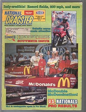 National Dragster-NHRA 9/18/1992-Schultz-US Nationals Pro Results-race pix-VG