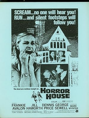 Horror House Herald- Rare Promotional Item- Frank Avalon 1970 AIP