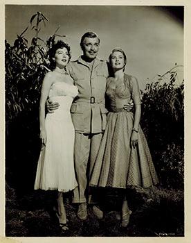 Clark Gable, Grace Kelly, Ava Gardner in "Mogambo." 2 vintage photographs