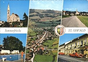 Postkarte Carte Postale St Oswald Freistadt Schwimmbad Fliegeraufnahme Kirche