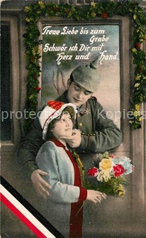Postkarte Carte Postale Militaria Poesie Soldat Pickelhaube Schwarz-Weiss-Rot