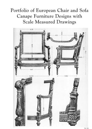 PORTFOLIO OF EUROPEAN CHAIR AND SOFA CANAPE FURNITURE DESIGNS WITH SCALE MEASURED DRAWINGS.