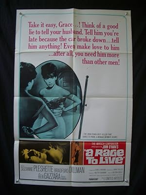 A RAGE TO LIVE-1S POSTER-'65-SUZANNE PLESHETTE-LINGERIE VG