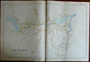 Braintree Monatiquot River Norfolk County Massachusetts 1888 large detailed map