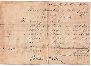 1864 HANDWRITTEN BILL FOR STORES LOADED AT NEW YORK, ABOARD THE SCHOONER "JAMESTOWN", SIGNED BY P...