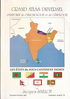 GRAND ATLAS UNIVERSEL de CHRONOLOGIE et de GÉNÉALOGIE - les États du SOUS-CONTINENT INDIEN