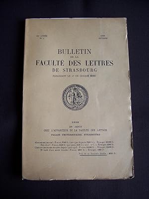 Bulletin de la faculté des lettres de Strasbourg - N°1 Octobre 1956