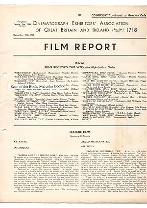 Film Report ( Film Reviews) Confidential for members only. No 1718 Dec 18th 1953 Cinematograph Ex...