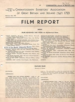Film Report ( Film Reviews) Confidential for members only. No 1723 Feb 26th 1954 Cinematograph Ex...