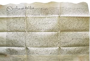 Manuscript indenture from the reign of Queen Elizabeth I between William Frankland and Hugh Frank...